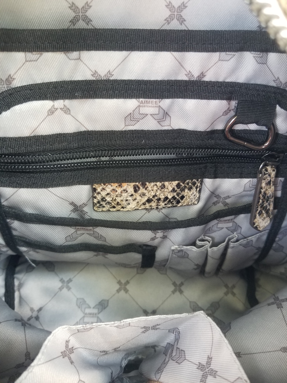 AIMEE KESTENBERG Snake-Print Tote in Beige, Black and Gold Tones - Picture 7 of 11